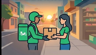 Mensajero entregando paquete a cliente en Santo Domingo